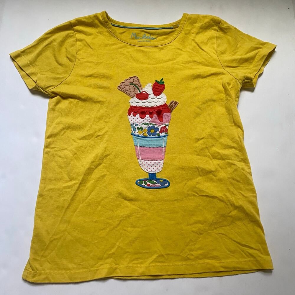 Mini Boden Yellow Ice Cream Appliqué Shirt